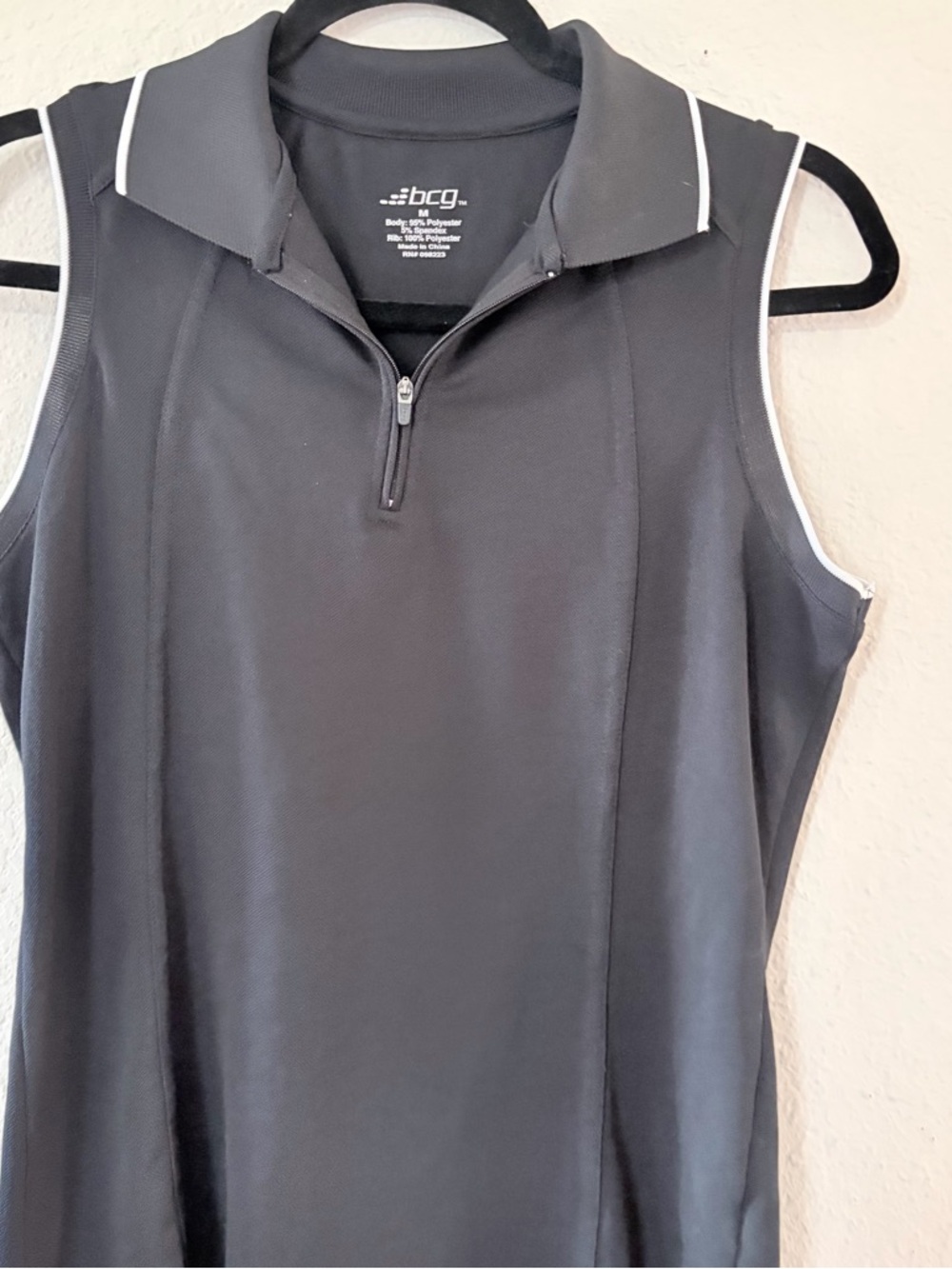 bcg woman’s Black Athletic Sleeveless Zip-Up Polo M sport summer casual tennis - Picture 2 of 8